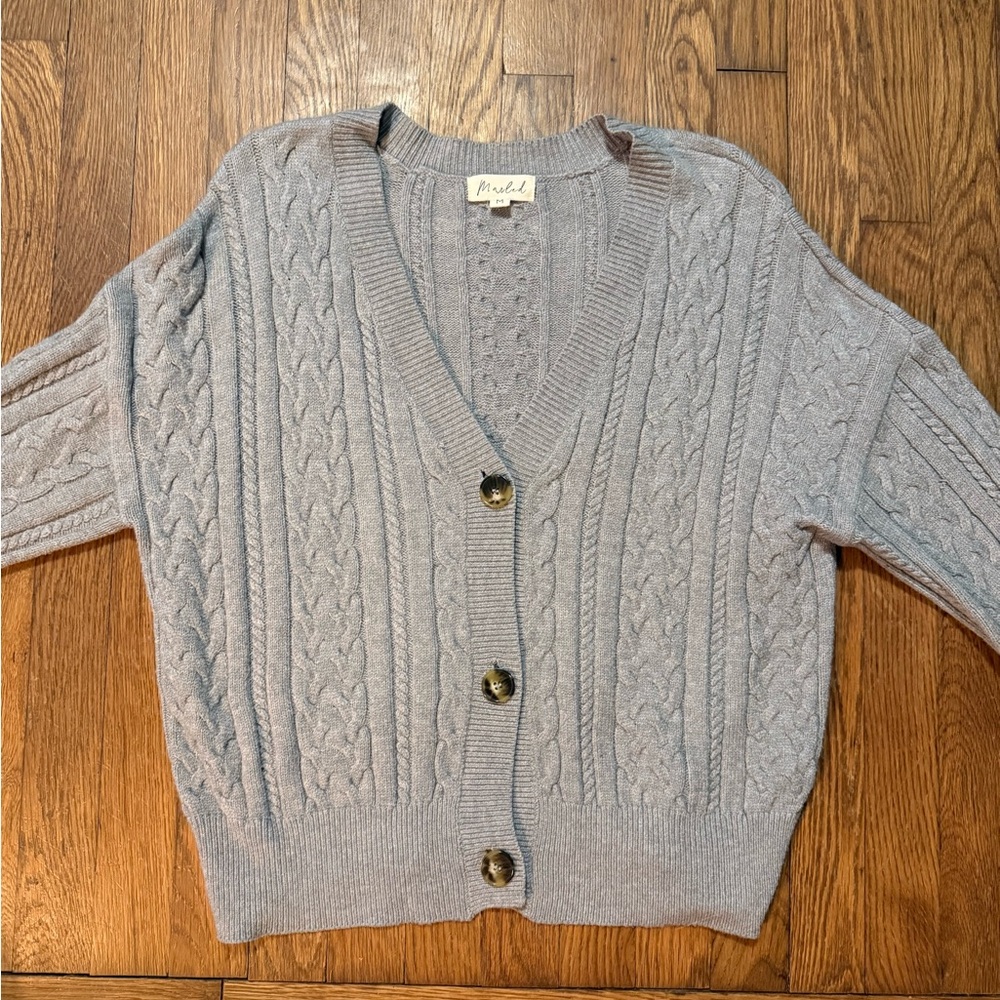 Marled Heather Gray Button-Up Cardigan